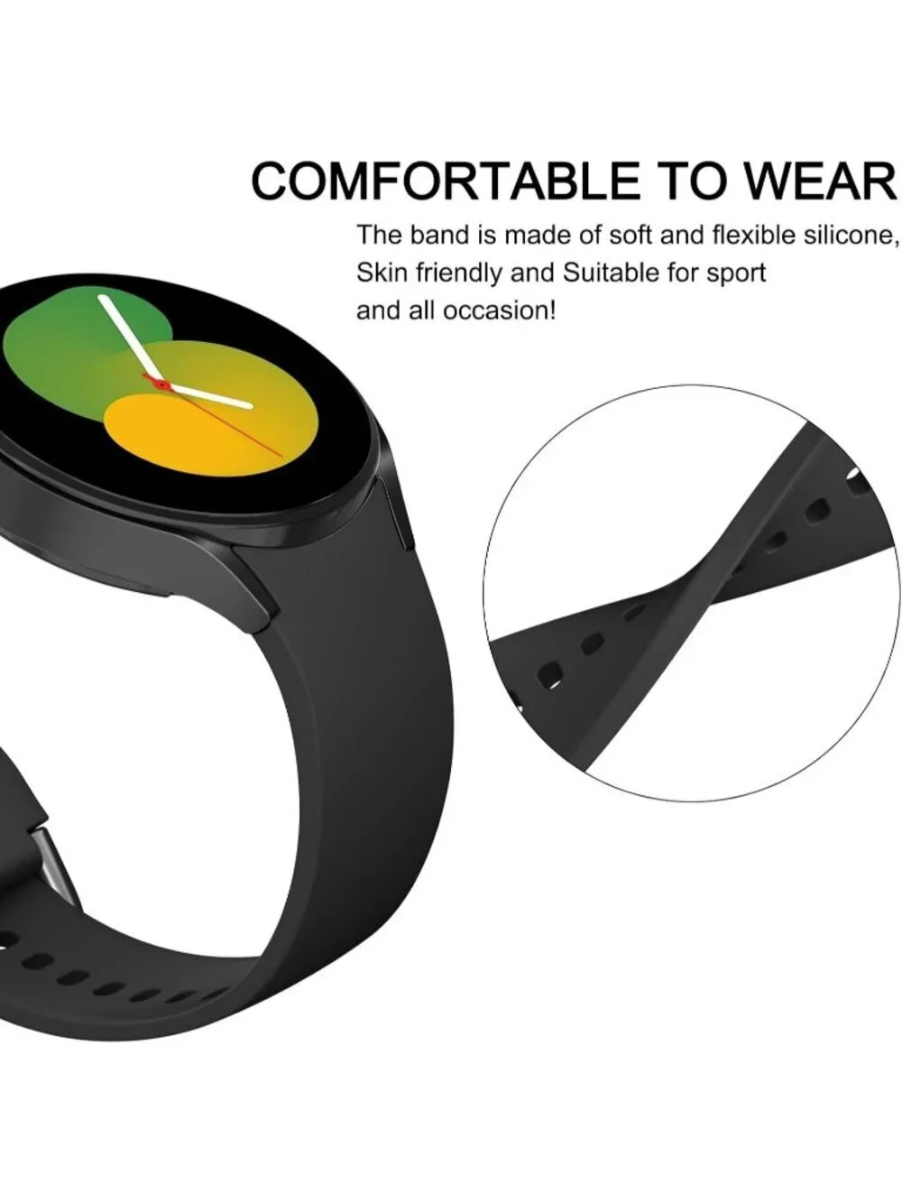 Unisex Black Analog Soft Silicone Replacement Strap Samsung Galaxy Classic Watch